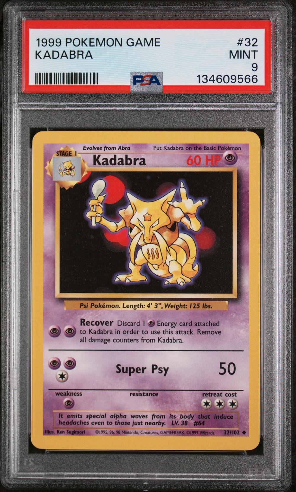 ヤマドラ 1999年発行 psa9 1999 Kadabra - Pokémon Pokémon Game PSA 9 MINT